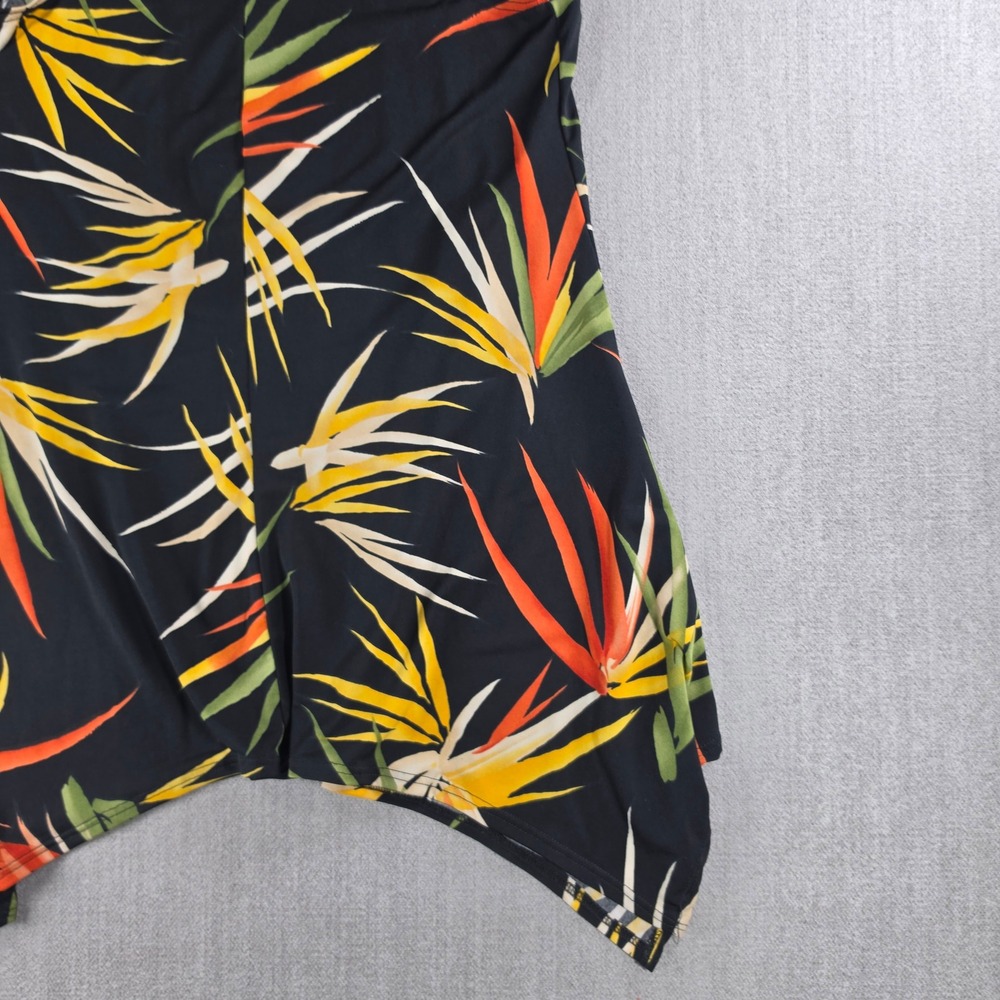 Jostar Tunic Top Women Small Black Floral Bird of Paradise Sharkbite Sleeveless - Picture 12 of 14